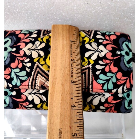 Vera Bradley Women Sierra Trifold Compact Wallet Coin Black Paisley Floral 8.5" - Picture 8 of 8